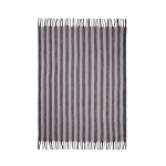 Striped blanket in wool and recycled polyester 130 x 170 cm grey colour third view