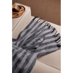 Striped blanket in wool and recycled polyester 130 x 170 cm grey colour ambient view