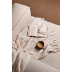 Striped blanket in wool and recycled polyester 130 x 170 cm beige colour ambient view