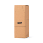 Double-wall recycled stainless steel bottle 500 ml burgundy colour view with box