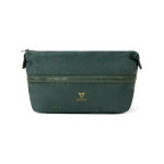 Expandable recycled plastic toiletry bag with durable zip 7L green colour view with logo