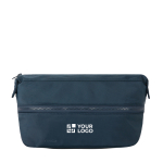 Expandable recycled plastic toiletry bag with durable zip 7L navy-blue colour printing view
