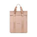 Minimalist backpack with laptop compartment, 16 L capacity and 16” ivory colour view with logo