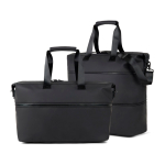Expandable weekend travel bag in recycled polyester 54 L black colour third view