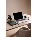 Refillable A5 notebook with phone stand, lined pages green colour ambient view 3 