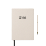A5 lined notebook and pen set with gift box white colour printing view