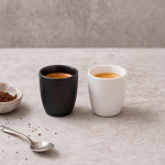 Matte ceramic espresso coffee cup 80 ml black colour ambient view