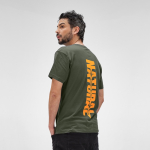 Unisex organic cotton T-shirt with ribbed collar 140 g/m2 military green colour ambient view
