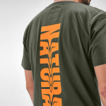 Unisex organic cotton T-shirt with ribbed collar 140 g/m2 military green colour detail view