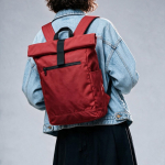 Recycled plastic roll-top backpack for 15.6'' laptop red colour ambient view