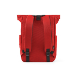 Recycled plastic roll-top backpack for 15.6'' laptop red colour rear view