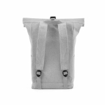 Eco roll-top backpack with reinforced base and front pocket 16 L light grey colour rear view