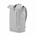 Eco roll-top backpack with reinforced base and front pocket 16 L light grey colour front view