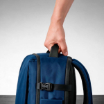 Water-resistant recycled plastic cabin backpack for 17” navy-blue colour ambient view