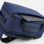 Water-resistant recycled plastic cabin backpack for 17” navy-blue colour detail view