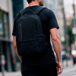 Water-resistant recycled plastic backpack ideal for 17'' laptops black colour ambient view