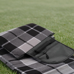 Foldable recycled polyester picnic blanket with waterproof backing grey colour second ambient view