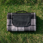 Foldable recycled polyester picnic blanket with waterproof backing grey colour third ambient view