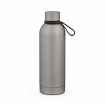 Recycled stainless steel thermal bottle with silicone handle 490 ml silver colour second view
