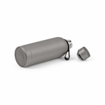 Recycled stainless steel thermal bottle with silicone handle 490 ml silver colour fourth view