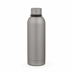 Recycled stainless steel thermal bottle with silicone handle 490 ml silver colour rear view