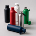 Recycled stainless steel thermal bottle with silicone handle 490 ml