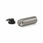 Recycled stainless steel thermal bottle with double lid 500 ml silver colour third view