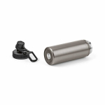 Recycled stainless steel thermal bottle with double lid 500 ml silver colour fourth view