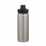 Recycled stainless steel thermal bottle with double lid 500 ml silver colour rear view