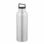 Recycled stainless steel thermal bottle with carry handle 2 L silver colour front view