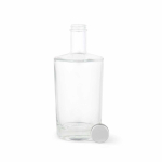 Cylindrical glass bottle with narrow neck and silver lid 760 ml transparent colour second view