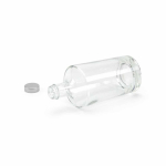 Cylindrical glass bottle with narrow neck and silver lid 760 ml transparent colour third view