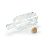 Glass bottle with airtight wooden lid 780 ml transparent colour front view