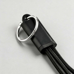 3-in-1 fast charging cable with connectors and aluminium keyring 10W black colour ambient view