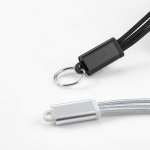 3-in-1 fast charging cable with connectors and aluminium keyring 10W detail view
