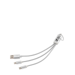 3-in-1 fast charging cable with connectors and aluminium keyring 10W main view