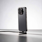 USB-C fast charging cable with integrated phone stand 60W black colour ambient view