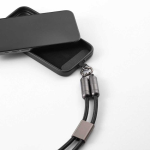 USB-C charging cable with zinc alloy and adjustable phone strap 60W black colour second view