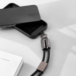 USB-C charging cable with zinc alloy and adjustable phone strap 60W black colour