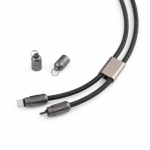 USB-C charging cable with zinc alloy and adjustable phone strap 60W black colour detail view