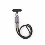 USB-C charging cable with zinc alloy and adjustable phone strap 60W black colour front view