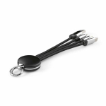 Compact 4-in-1 charging cable with keyring and illuminated logo 10W black colour second view