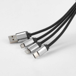 Compact 4-in-1 charging cable with keyring and illuminated logo 10W black colour detail view