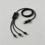 Braided 5-in-1 charging cable with multiple connectors 10W black colour ambient view
