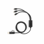 Braided 5-in-1 charging cable with multiple connectors 10W black colour front view