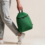 Recycled polyester insulated backpack with double zip 12 L green colour ambient view