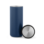 Recycled stainless steel double-wall travel tumbler 500 ml navy-blue colour second view