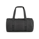 Recycled nylon gym bag with shoe compartment black colour rear view