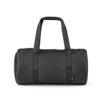 Recycled nylon gym bag with shoe compartment black colour front view