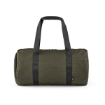 Recycled nylon gym bag with shoe compartment dark green colour front view